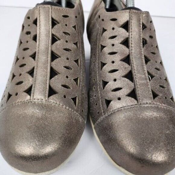 Drew Metro Casual Shoes Slip On Metallic Champagne Gold Leather Womens 6.5W Wide - Picture 6 of 8